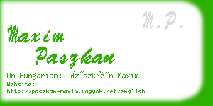 maxim paszkan business card